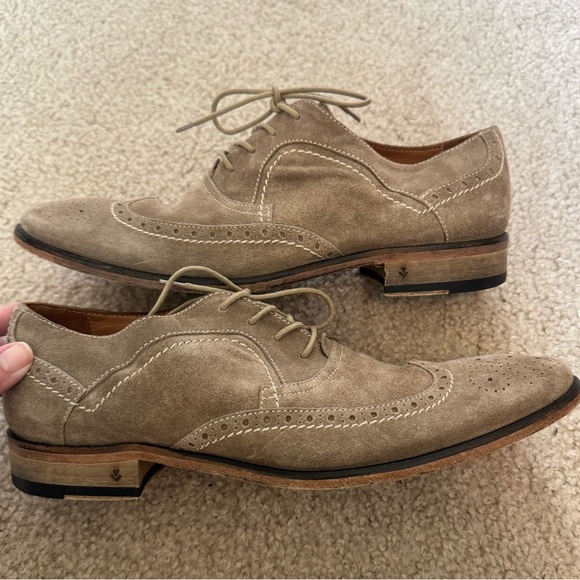 John Varvatos Tan Suede Oxfords - Picture 1 of 7